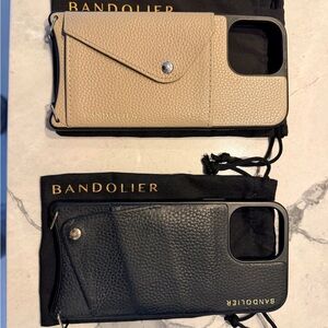Bandolier Beige and Black Leather iPhone 13 Pro Max Cases